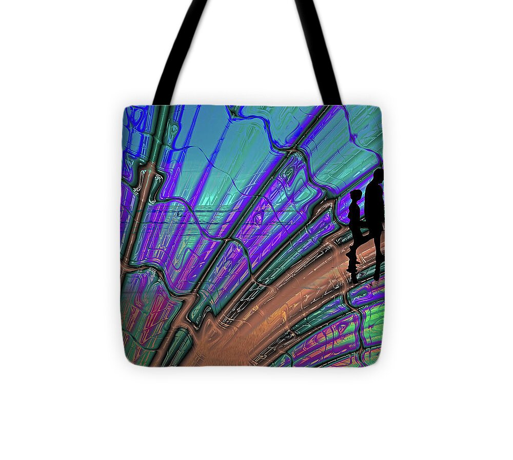 Father and Daughter Silhouette Fractals Design 1 - Tote Bag