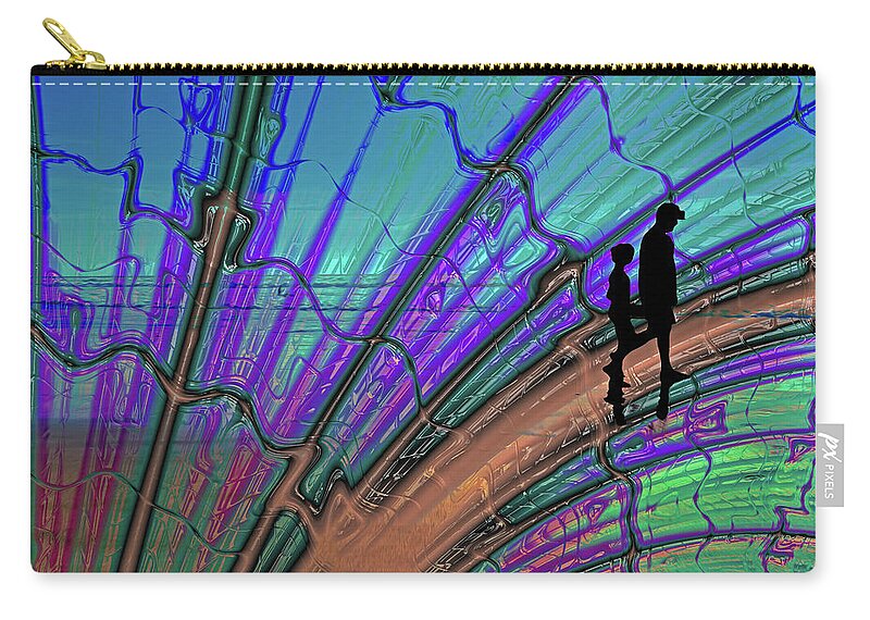 Father and Daughter Silhouette Fractals Design 1 - Zip Pouch