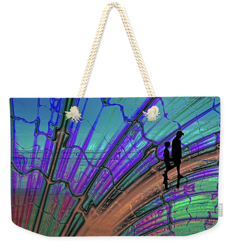 Father and Daughter Silhouette Fractals Design 1 - Weekender Tote Bag