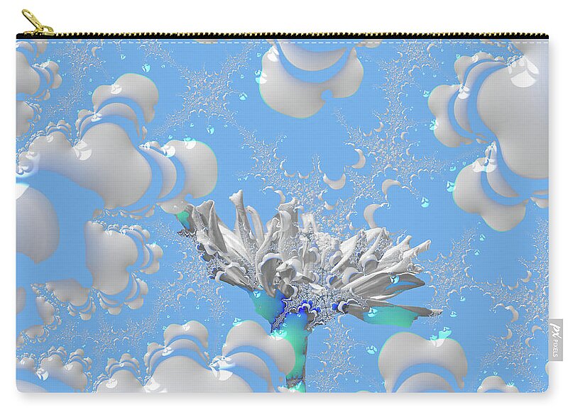 White Flowers with Bubbly Whites, Teals and Blues 1 - Zip Pouch