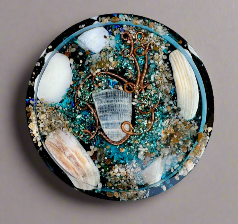 Beachy Sand and Sea Shungite Coaster