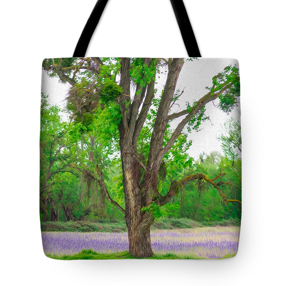 Lavender Flowers Landscape 3 - Tote Bag