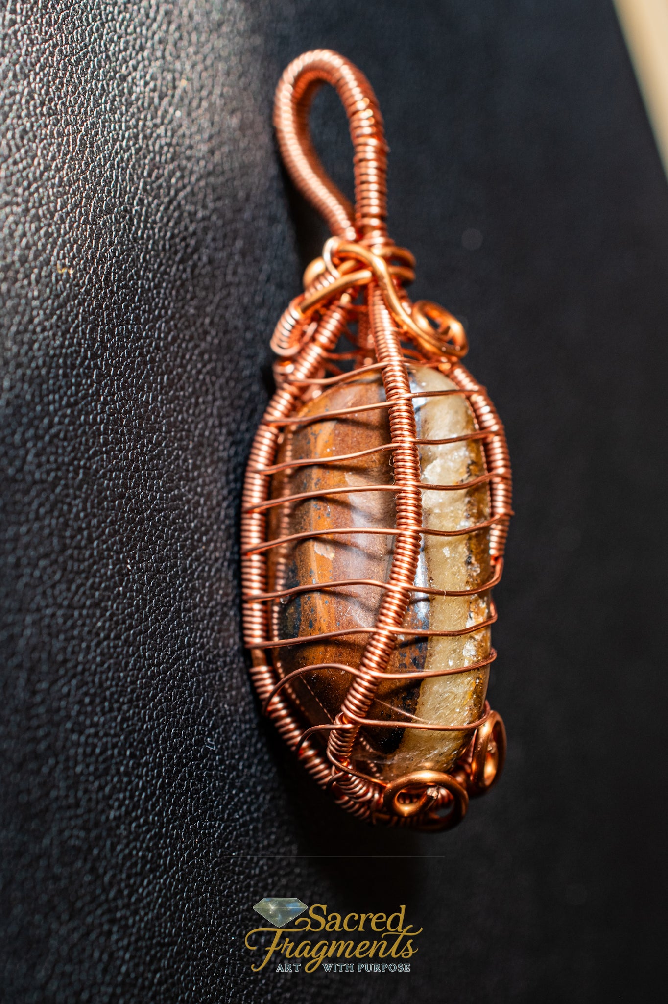 Tiger Iron Copper Wrapped Pendant
