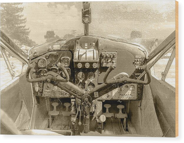 Aviation Cockpit Control Center 9 - Wood Print