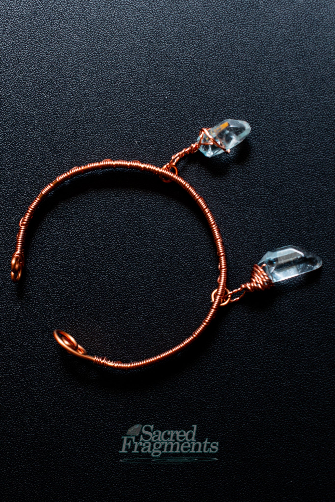 Blue Aura Quartz Bangle Copper Weaved Bracelet
