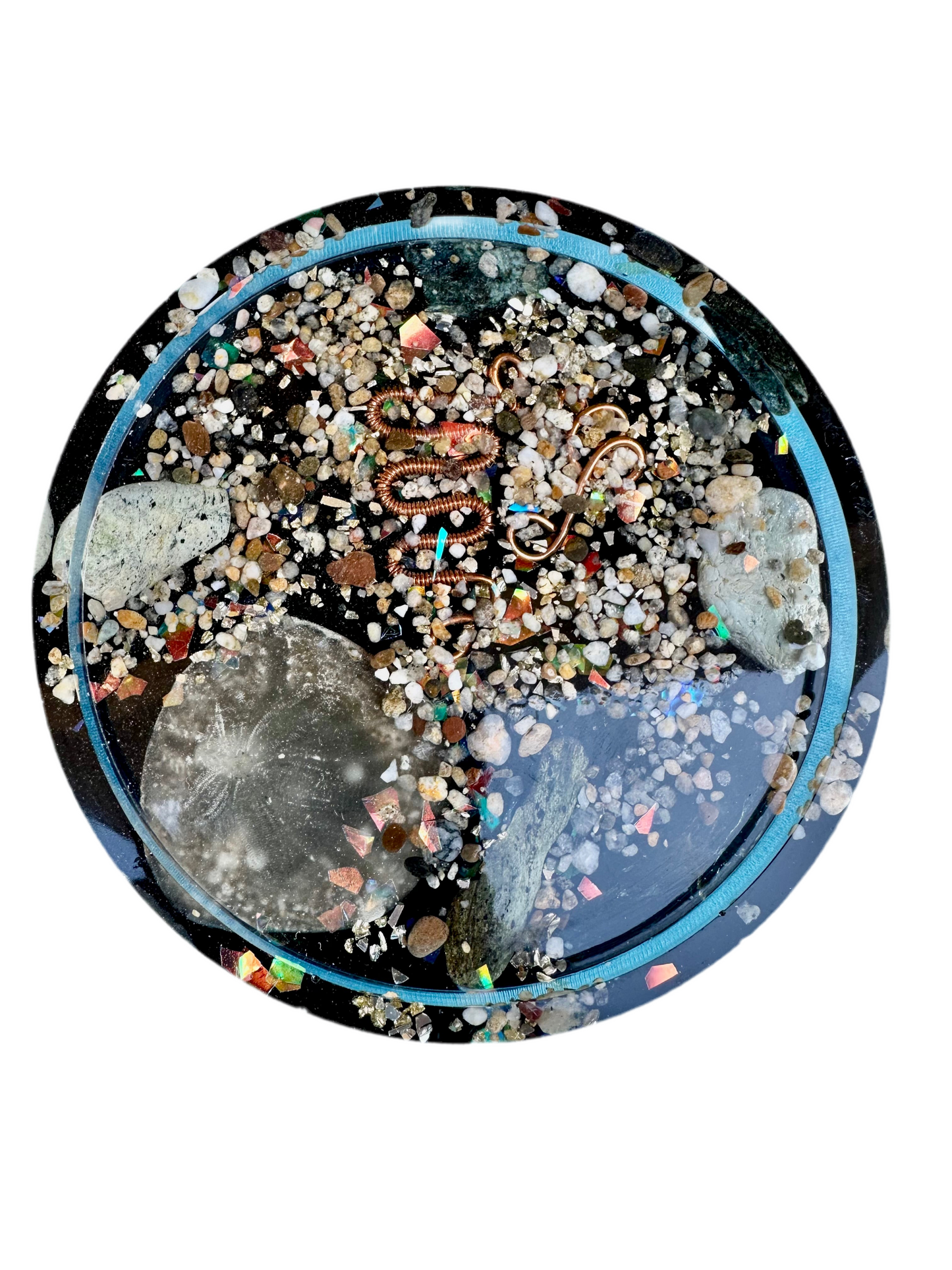 Beachy Vibes Sand and Sea Shungite Coaster