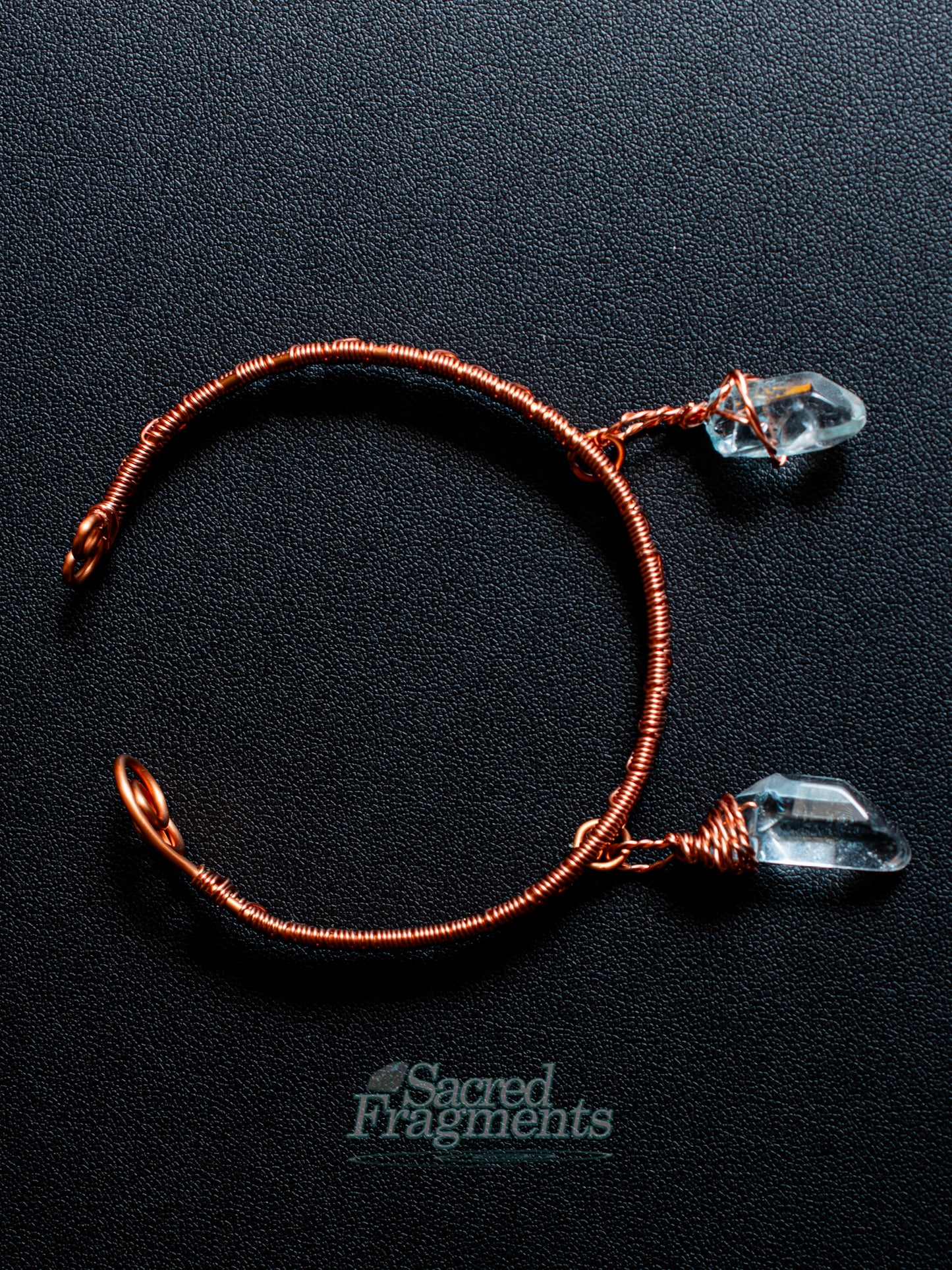 Blue Aura Quartz Bangle Copper Weaved Bracelet