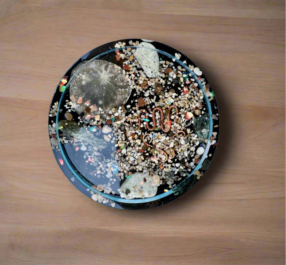 Beachy Vibes Sand and Sea Shungite Coaster