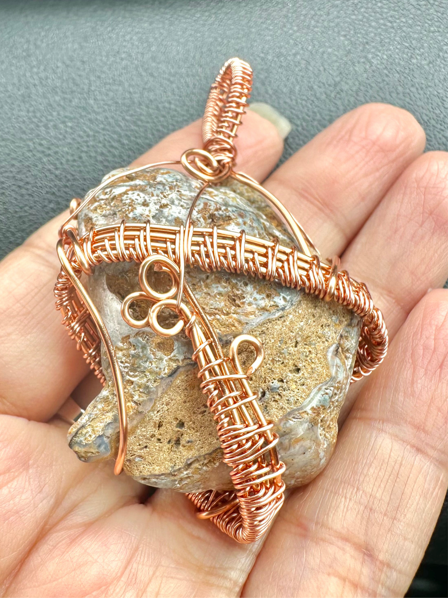 Emotional Wellbeing Ocean Jasper Copper wrapped Pendant