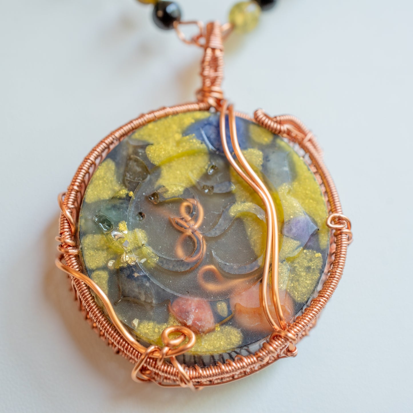 Ohm Symbol Orgone Pendant Shungite Stone- EMF protection