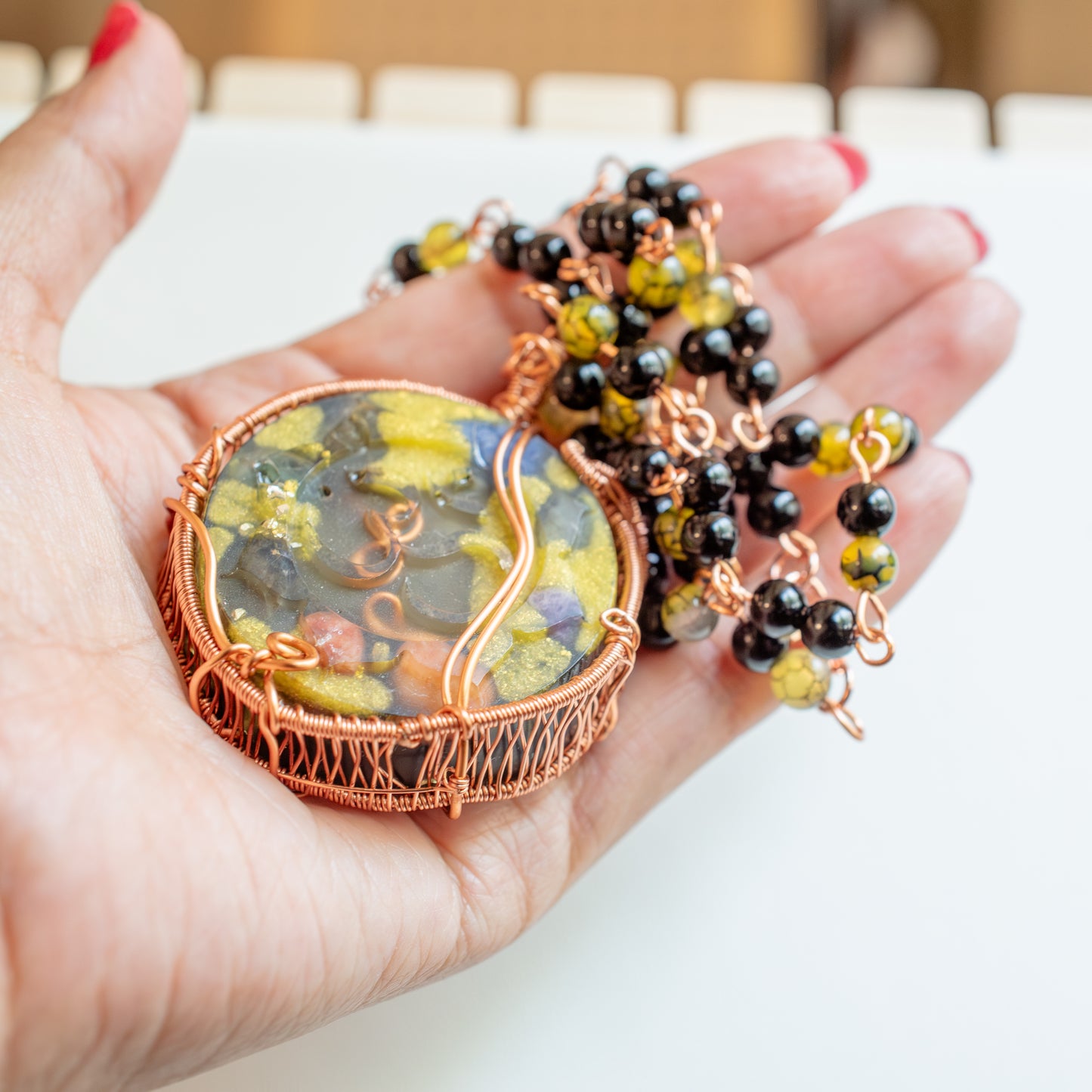 Ohm Symbol Orgone Pendant Shungite Stone- EMF protection