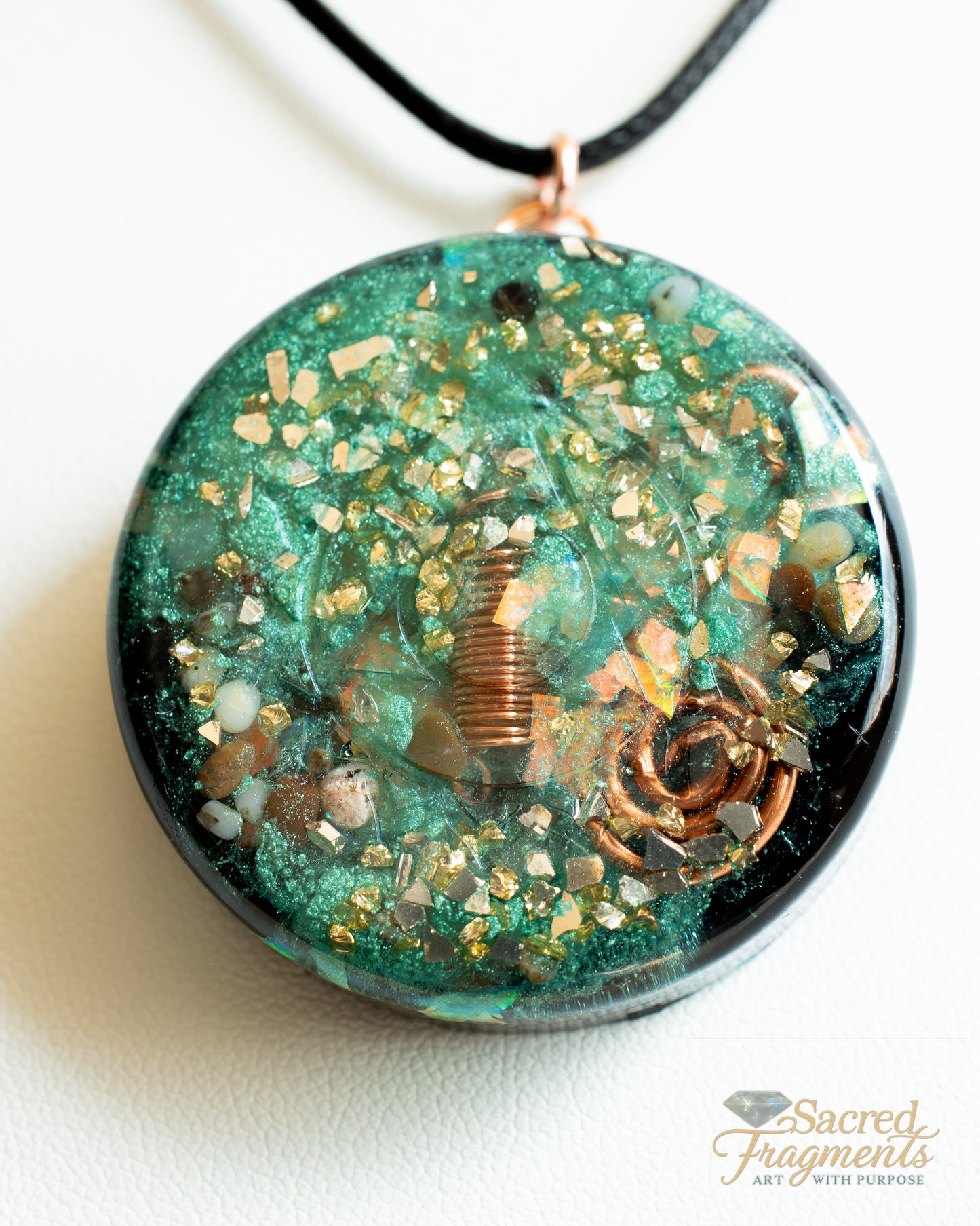 Throat Chakra Orgone Pendant with Shungite Stone