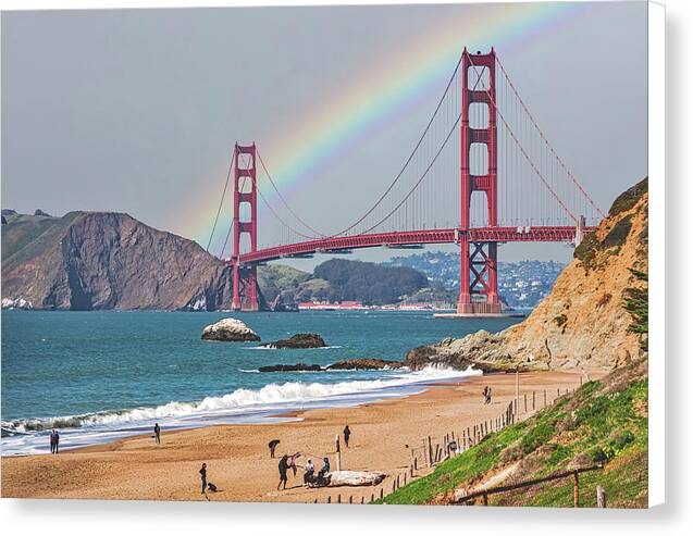 A rainbow over the Golden Gate Bridge in San Francisco - Canvas Print