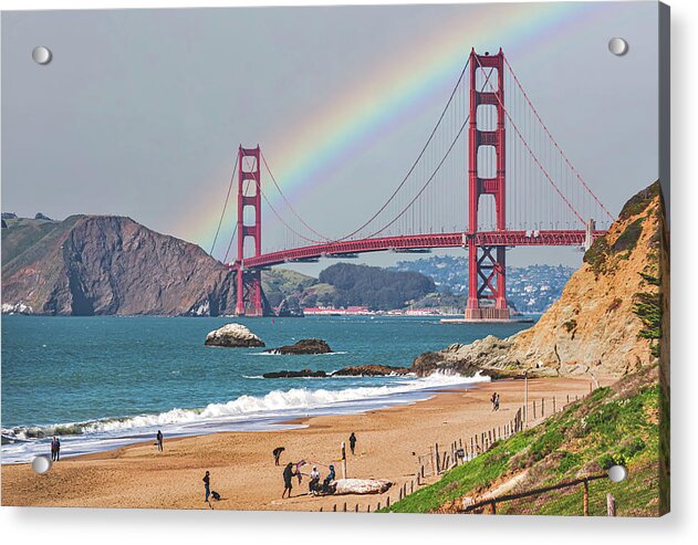 A rainbow over the Golden Gate Bridge in San Francisco - Acrylic Print