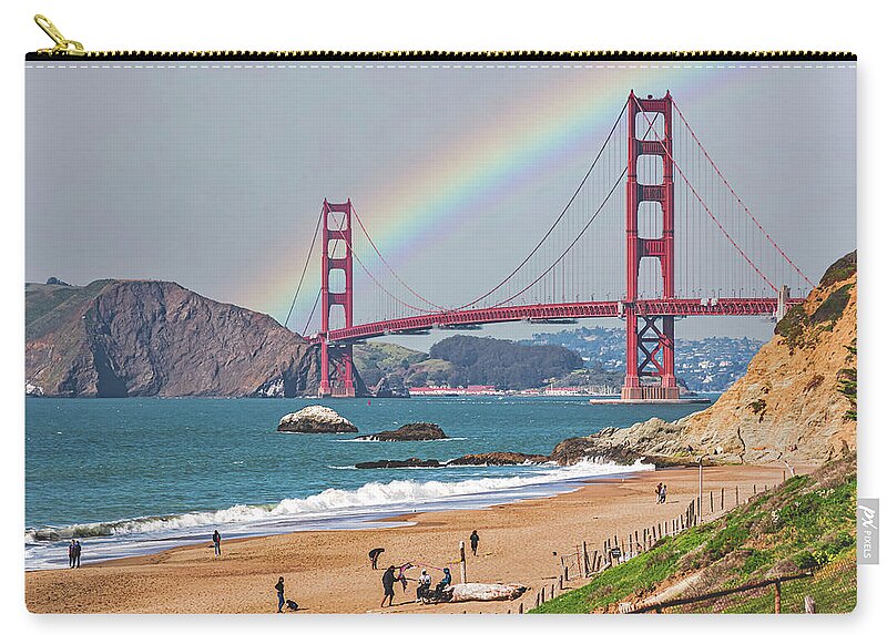A rainbow over the Golden Gate Bridge in San Francisco - Zip Pouch
