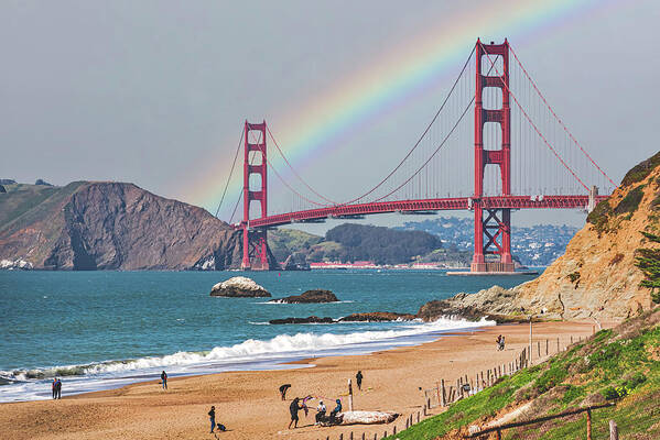A rainbow over the Golden Gate Bridge in San Francisco - Art Print