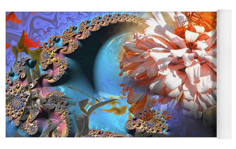 Abstract and Butterfly on a flower - Yoga Mat