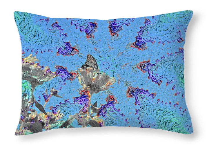 All attention on the Butterfly and Flower Art - Throw Pillow