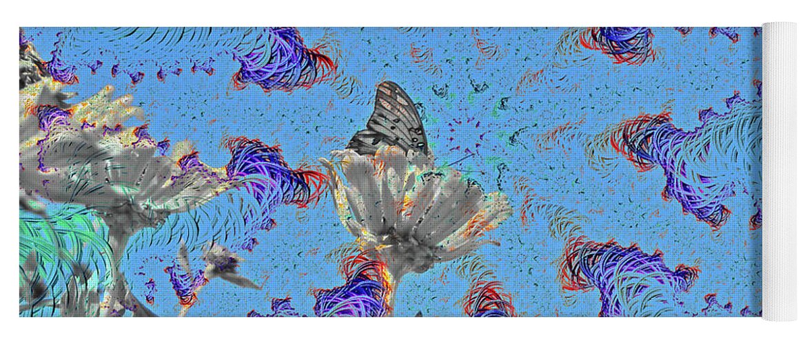 All attention on the Butterfly and Flower Art - Yoga Mat