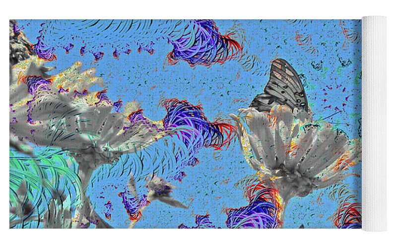 All attention on the Butterfly and Flower Art - Yoga Mat