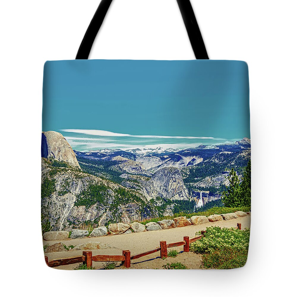 Amazing Glacier Point Landscape of Half Dome and Waterfall - Tote Bag