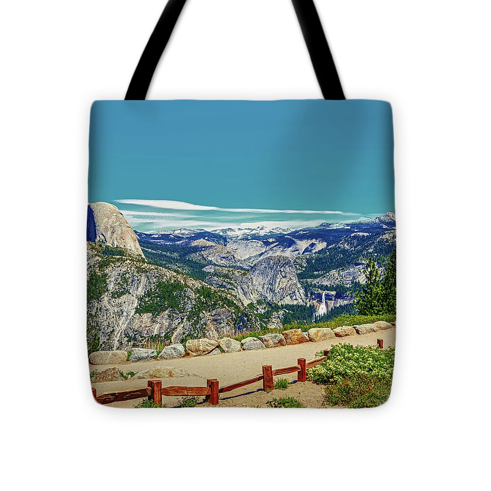 Amazing Glacier Point Landscape of Half Dome and Waterfall - Tote Bag