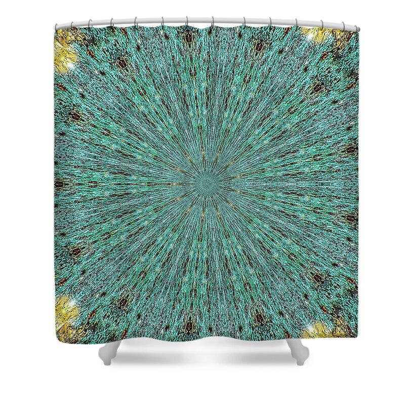 Aquamarine and Yellow Pattern Mandala - Shower Curtain