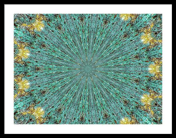 Aquamarine and Yellow Pattern Mandala - Framed Print