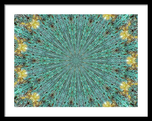 Aquamarine and Yellow Pattern Mandala - Framed Print