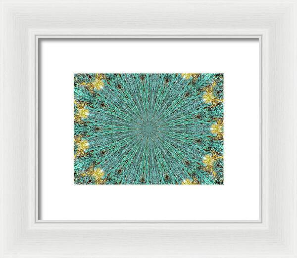 Aquamarine and Yellow Pattern Mandala - Framed Print