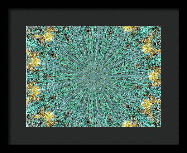 Aquamarine and Yellow Pattern Mandala - Framed Print