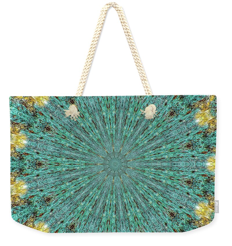 Aquamarine and Yellow Pattern Mandala - Weekender Tote Bag