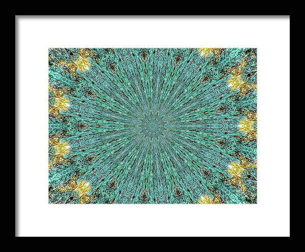 Aquamarine and Yellow Pattern Mandala - Framed Print