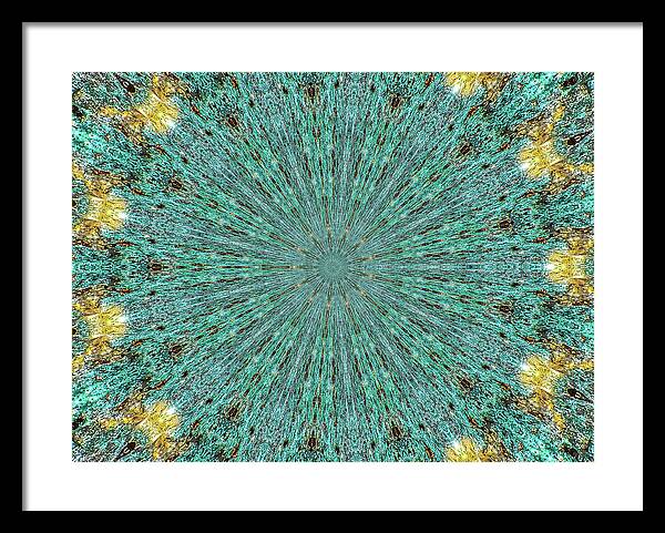 Aquamarine and Yellow Pattern Mandala - Framed Print