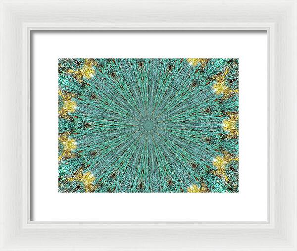 Aquamarine and Yellow Pattern Mandala - Framed Print