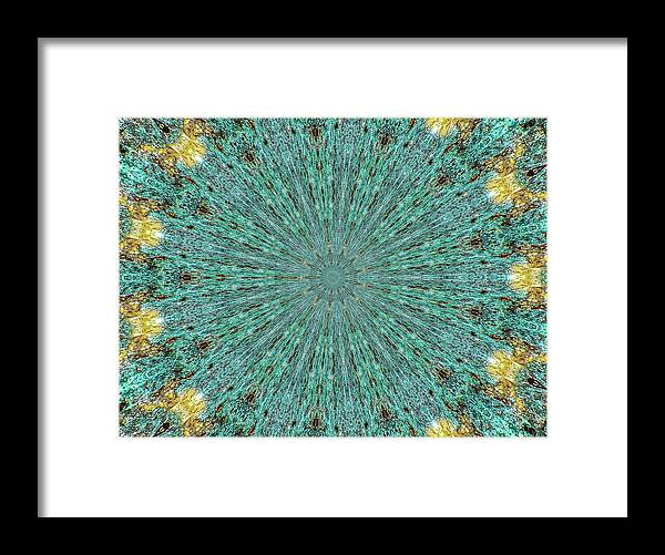 Aquamarine and Yellow Pattern Mandala - Framed Print