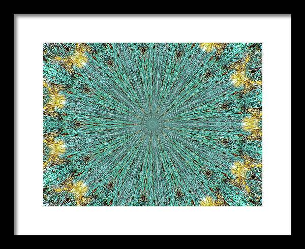 Aquamarine and Yellow Pattern Mandala - Framed Print