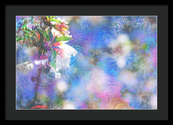 Baby Blue and Pinks Flowers Landscape - Framed Print