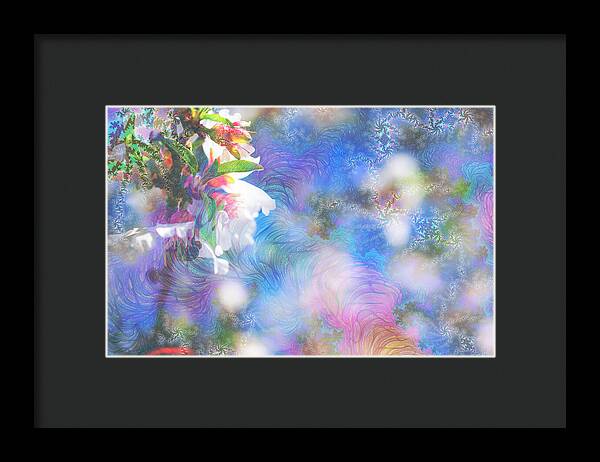 Baby Blue and Pinks Flowers Landscape - Framed Print