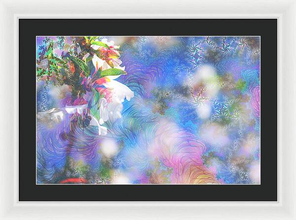 Baby Blue and Pinks Flowers Landscape - Framed Print