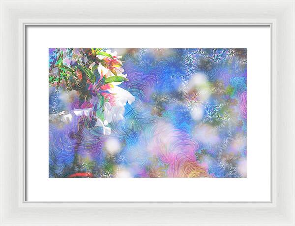 Baby Blue and Pinks Flowers Landscape - Framed Print