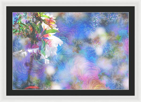 Baby Blue and Pinks Flowers Landscape - Framed Print