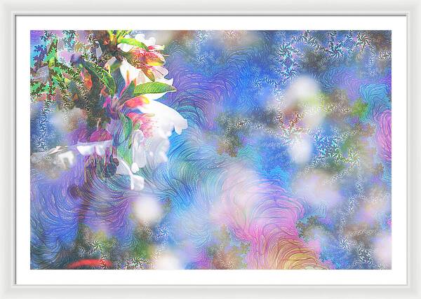 Baby Blue and Pinks Flowers Landscape - Framed Print