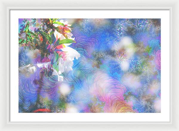 Baby Blue and Pinks Flowers Landscape - Framed Print