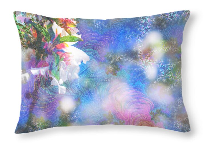 Baby Blue and Pinks Flowers Landscape - Throw Pillow