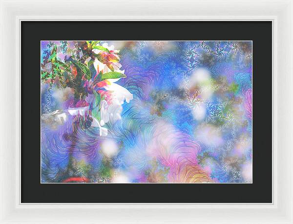 Baby Blue and Pinks Flowers Landscape - Framed Print