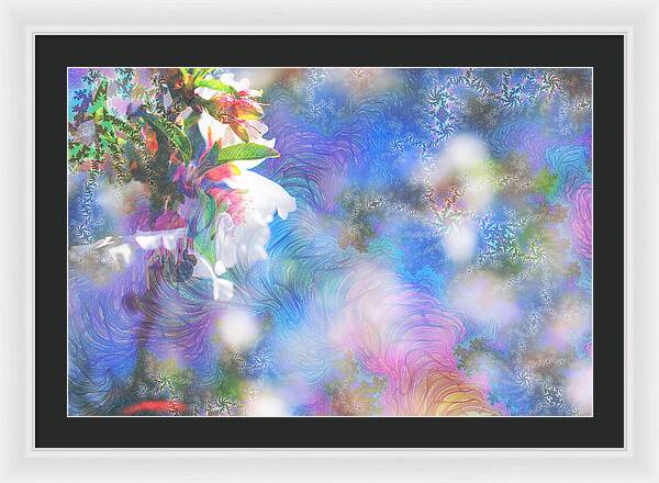 Baby Blue and Pinks Flowers Landscape - Framed Print