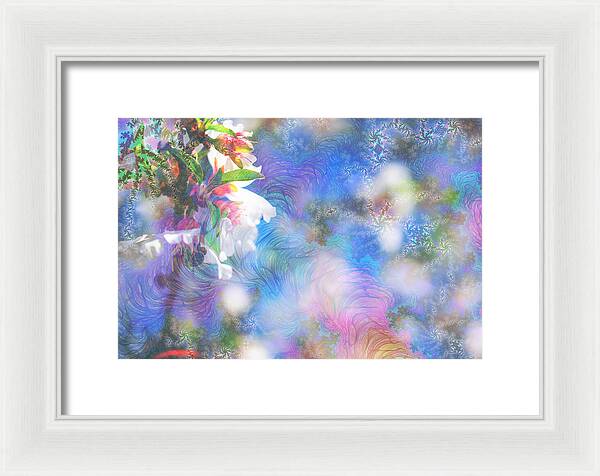 Baby Blue and Pinks Flowers Landscape - Framed Print