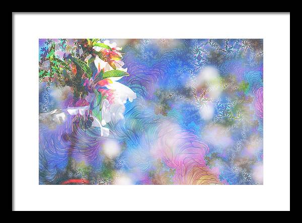Baby Blue and Pinks Flowers Landscape - Framed Print