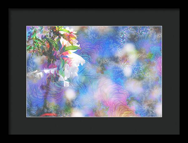 Baby Blue and Pinks Flowers Landscape - Framed Print